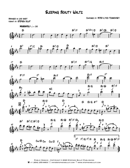 Sleeping Beauty Waltz (Tchaikovsky) - Lead sheet (key of Eb)