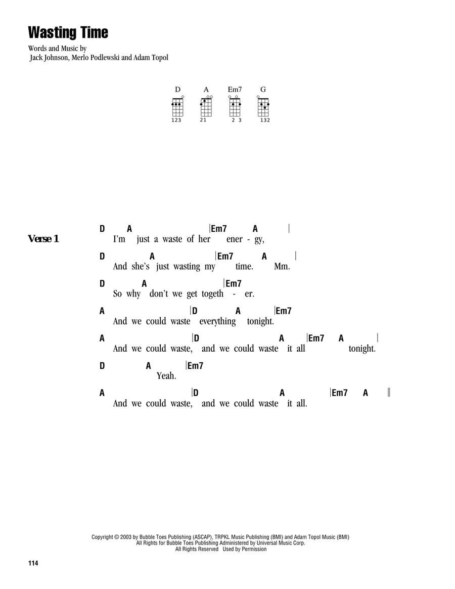 Wasting Time Wasting Time Ukulele scores gallery preview page 1