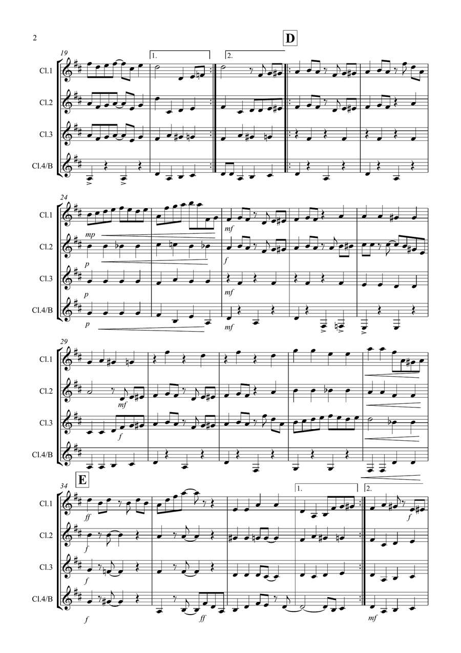 The Entertainer for Clarinet Quartet Clarinet Quartet scores gallery preview page 2