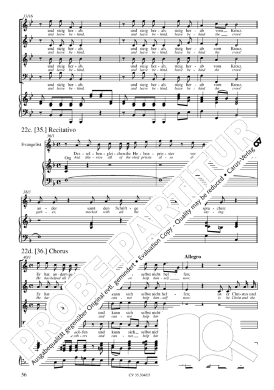 St. Mark Passion (Markus-Passion) 4-Part scores gallery preview page 57