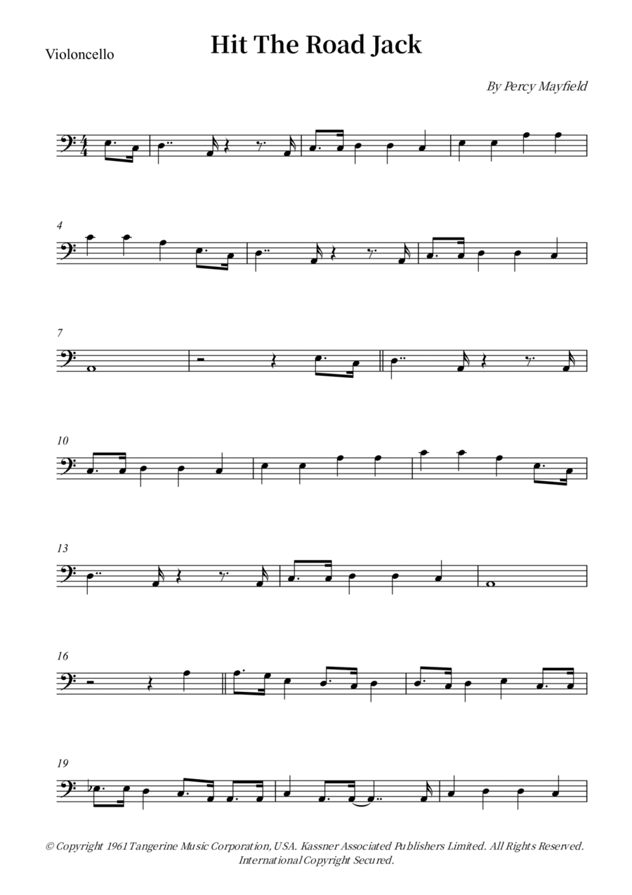 Hit The Road Jack Cello Solo scores gallery preview page 1