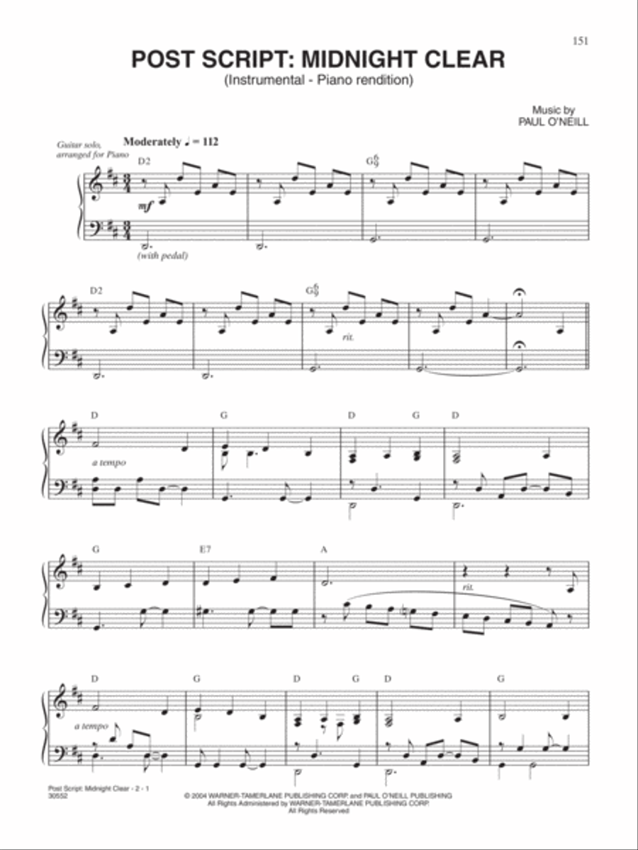 Post Script: Midnight Clear Piano Solo scores gallery preview page 1