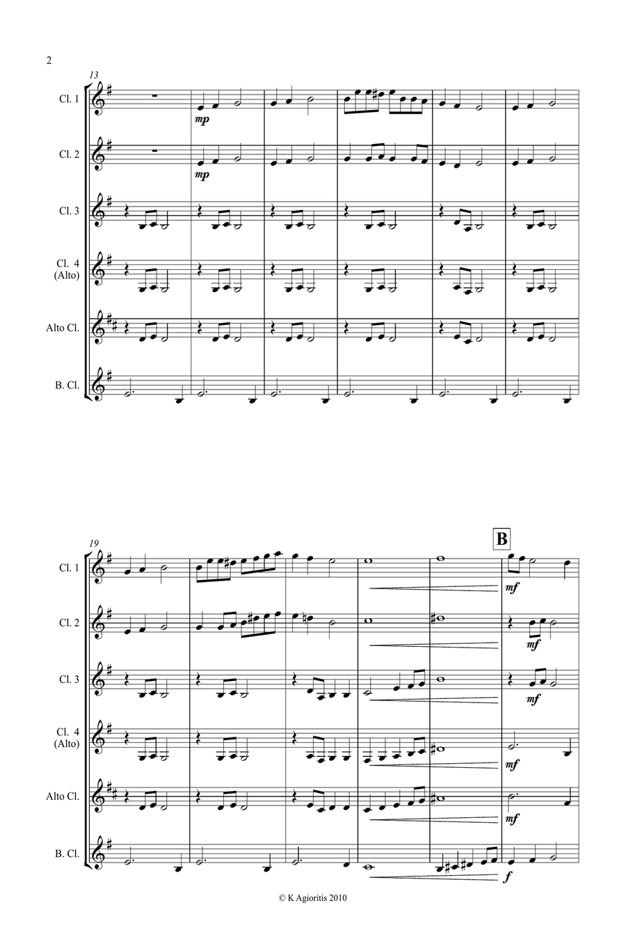 Ah Poor Bird - for Clarinet Choir Clarinet Quintet scores gallery preview page 5