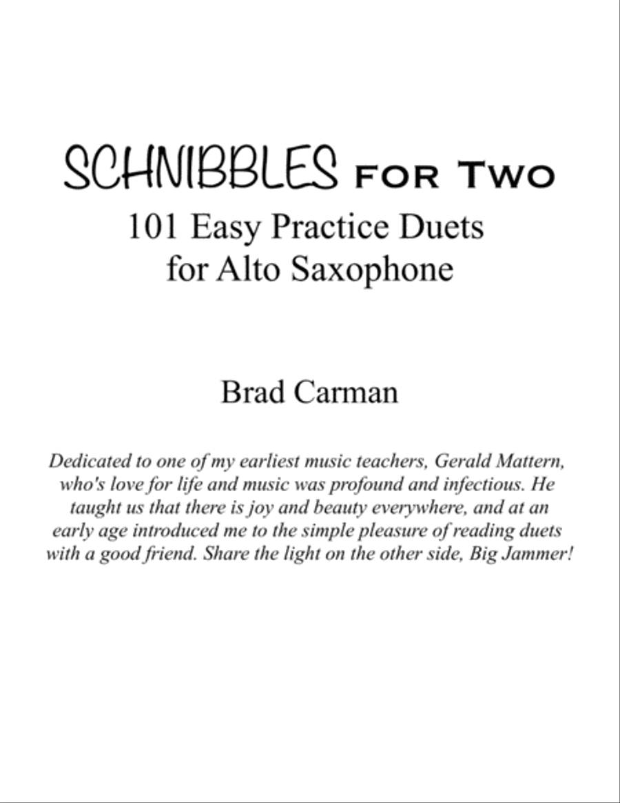 SCHNIBBLES for Two: 101 Easy Practice Duets for Band: ALTO SAXOPHONE Woodwind Duet scores gallery preview page 2