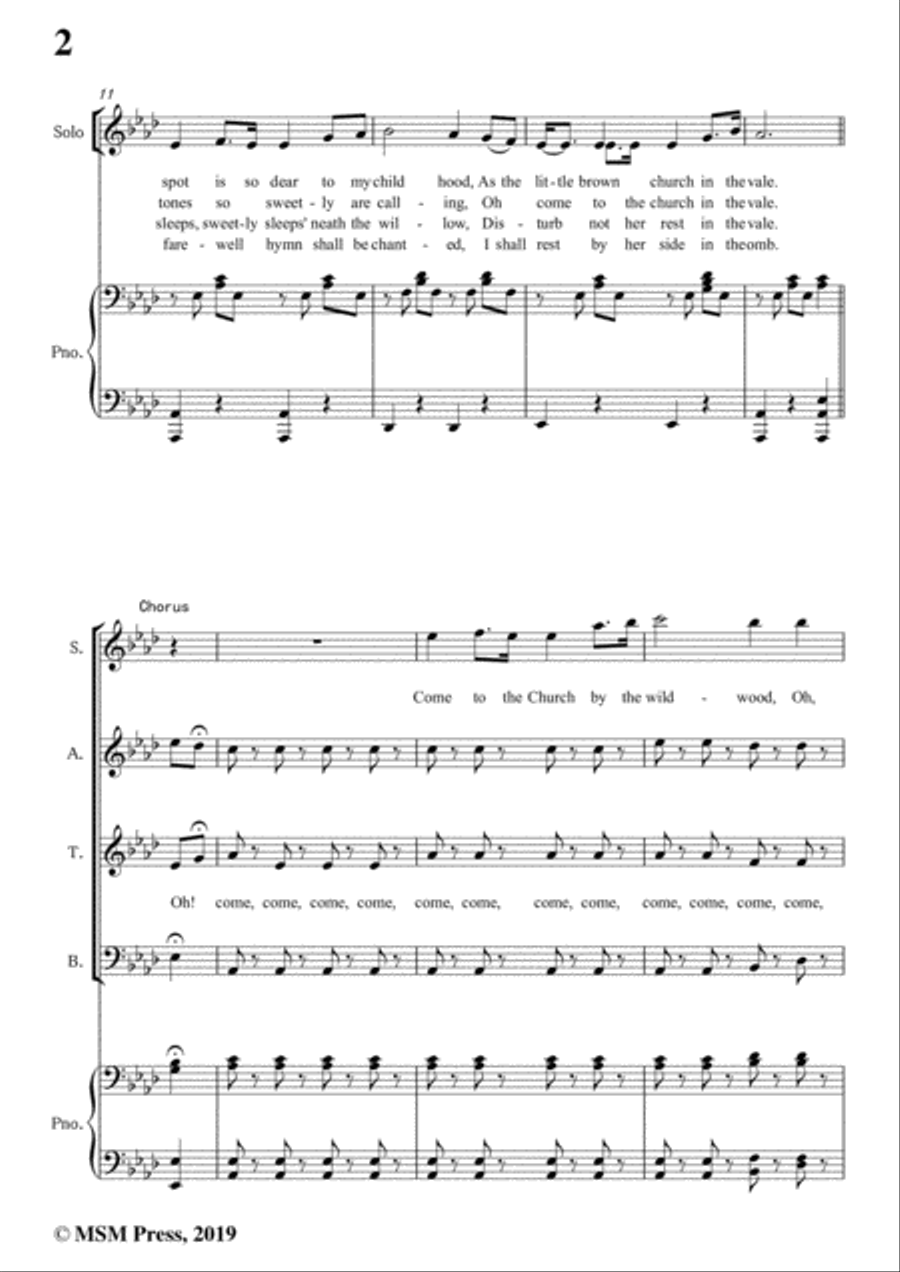William S. Pitts-Little Brown Church,in A flat Major,for Voice and Piano Voice Solo scores gallery preview page 4