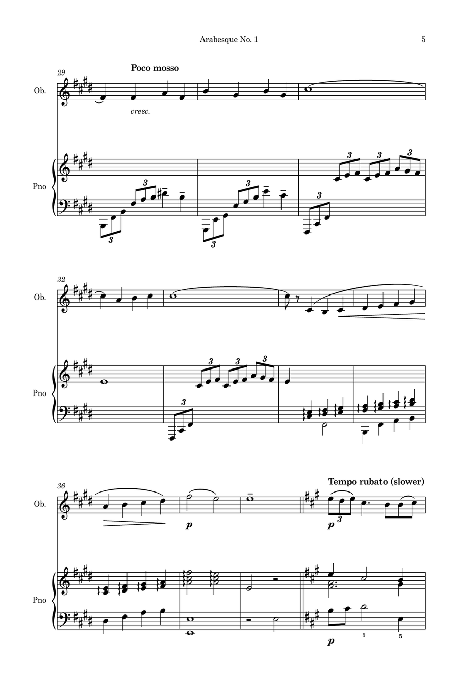 Arabesque No.1 (Simplified for Oboe and Piano) Piano scores gallery preview page 5