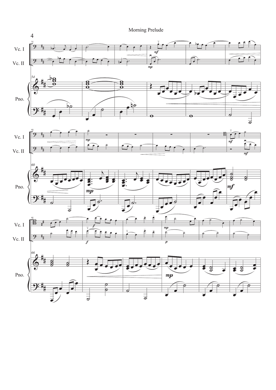 Morning Prelude for Two Cellos and Piano String Duet scores gallery preview page 4