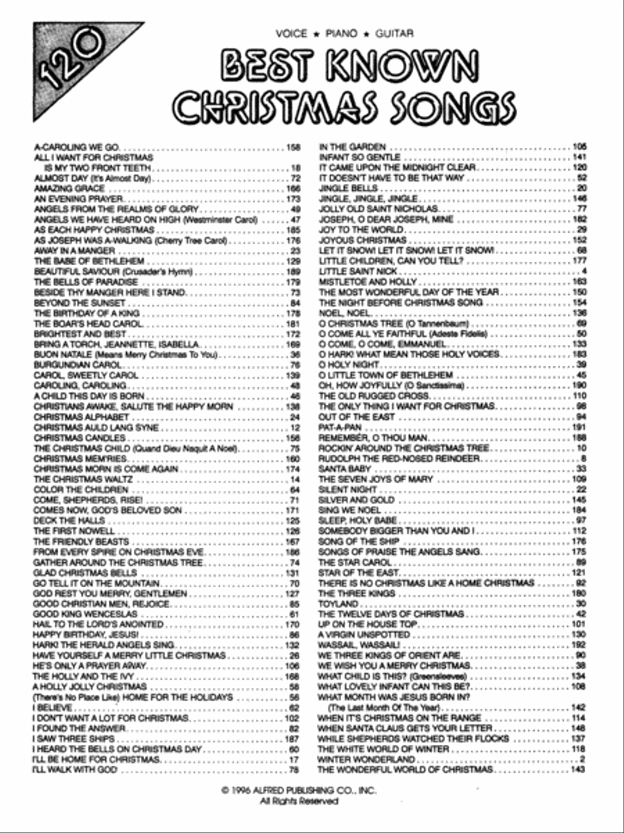 120 Best Known Christmas Songs Piano, Vocal, Guitar scores gallery preview page 2