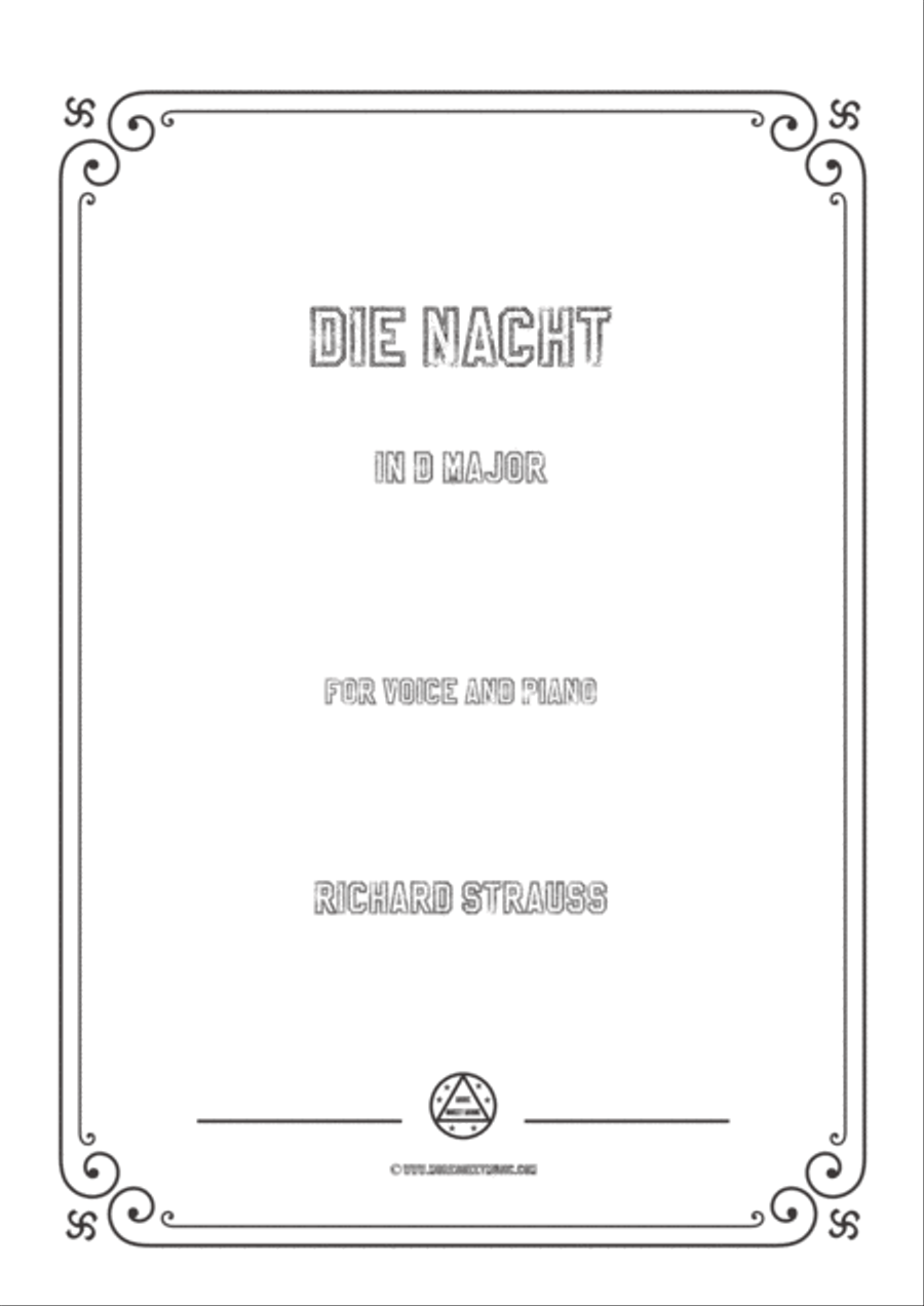 Richard Strauss-Die Nacht in D Major,for Voice and Piano Voice Solo scores gallery preview page 1
