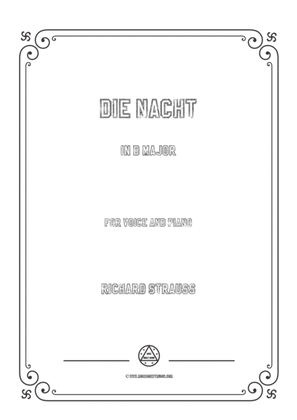 Book cover for Richard Strauss-Die Nacht in D Major,for Voice and Piano
