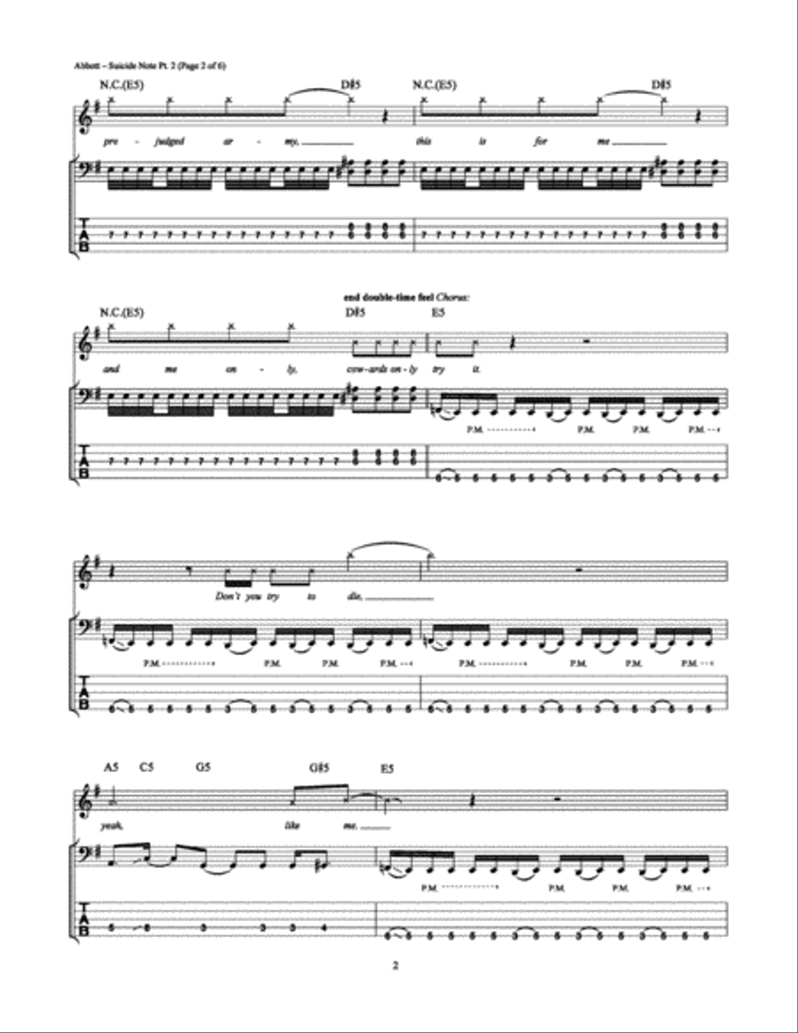 Suicide Note Pt. 2 Suicide Note Pt. 2 Bass Guitar Tablature scores gallery preview page 2