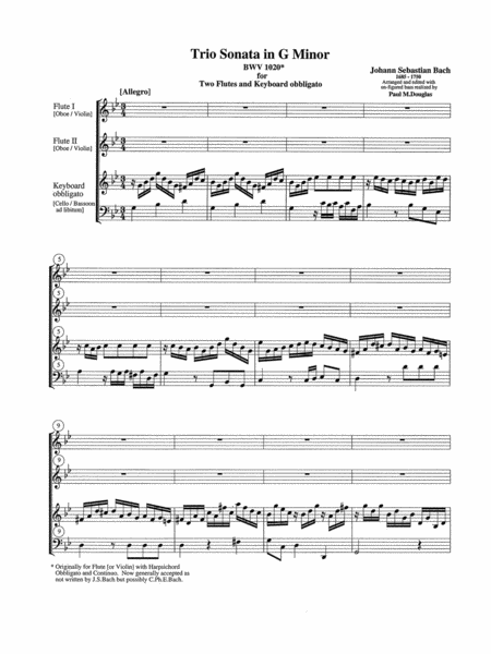 Trio Sonata in G Minor, BWV 1020 image number null
