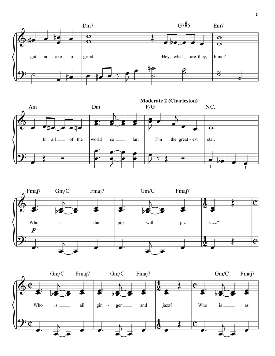 I'm The Greatest Star (from Funny Girl) Easy Piano scores gallery preview page 5