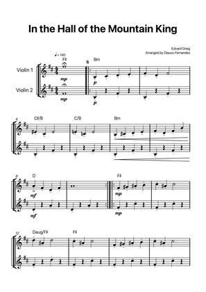 In the Hall of the Mountain King - Violin Duet with Chord Notations