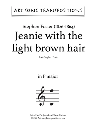 Book cover for FOSTER: Jeanie with the light brown hair (transposed to F major)