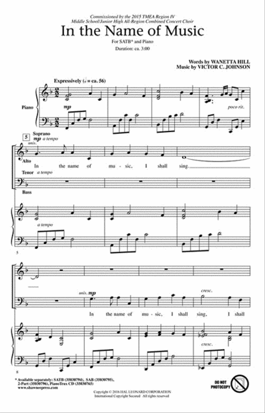 In the Name of Music 4-Part scores gallery preview page 2