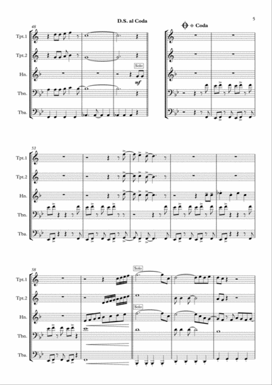 Don't Stop Me Now Brass Quintet scores gallery preview page 5