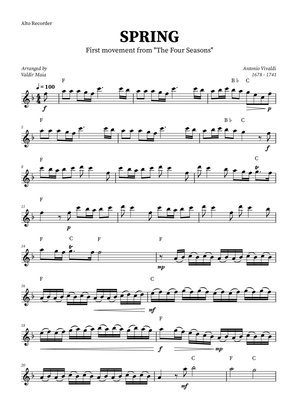 Spring - The Four Seasons for Alto Recorder (+ CHORDS)