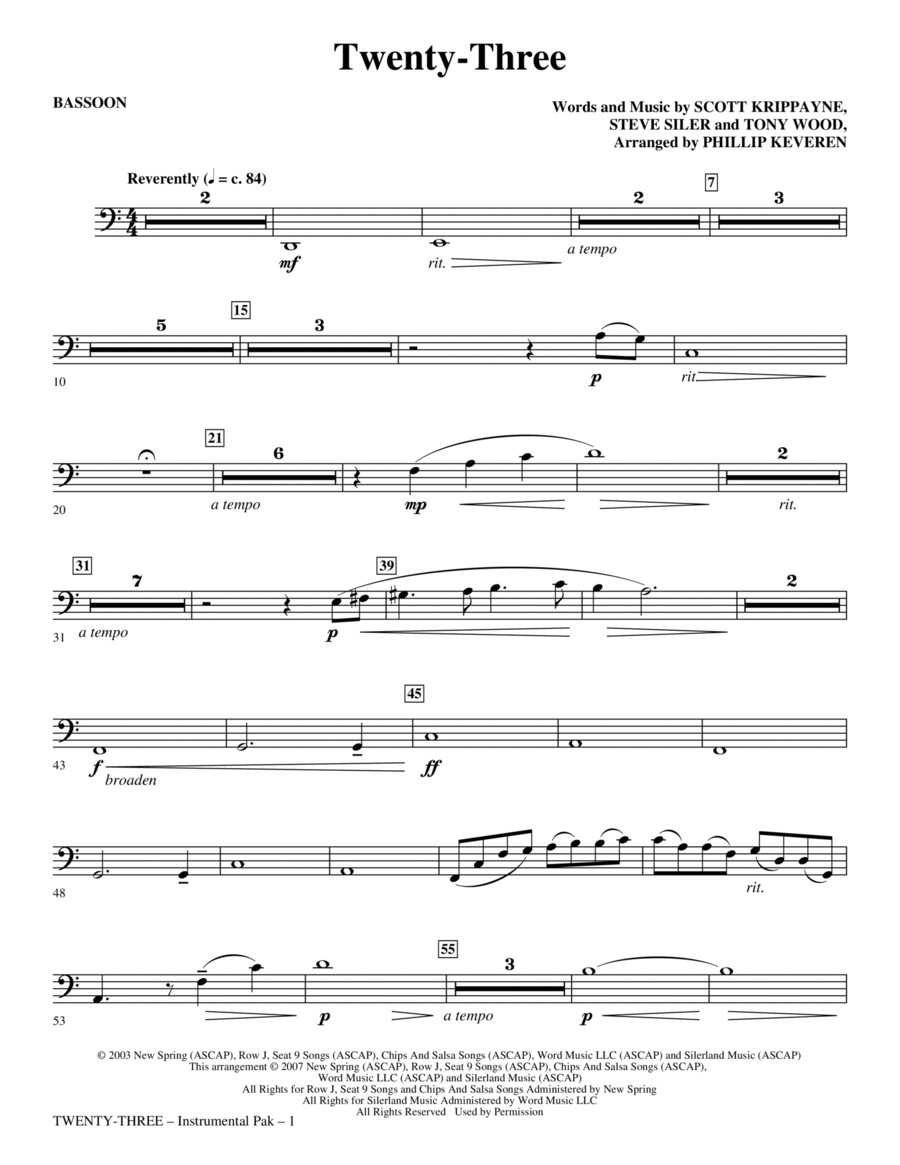 Twenty-Three (arr. Phillip Keveren) - Bassoon Choir scores gallery preview page 1