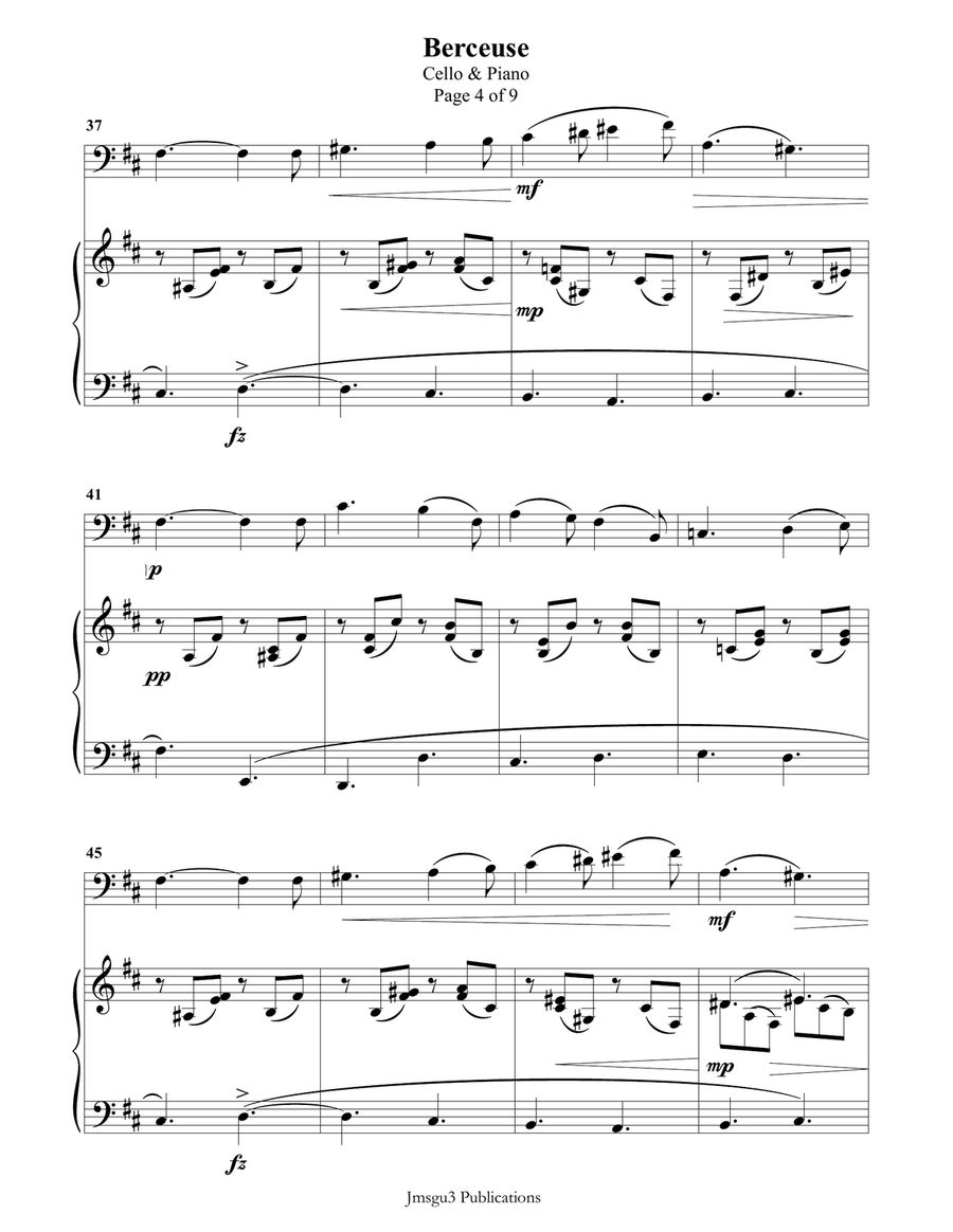 Fauré: Berceuse Op. 16 for Cello & Piano Piano scores gallery preview page 4