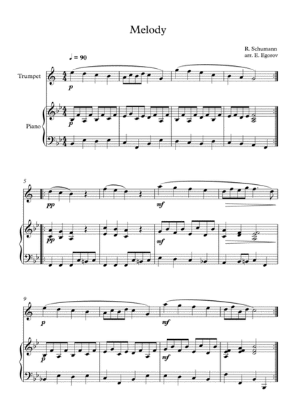 Melody, Robert Schumann, For Trumpet & Piano image number null