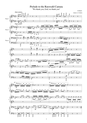 J.S.Bach, Prelude to the Ratswahl Cantata, for 1 piano 6 hands