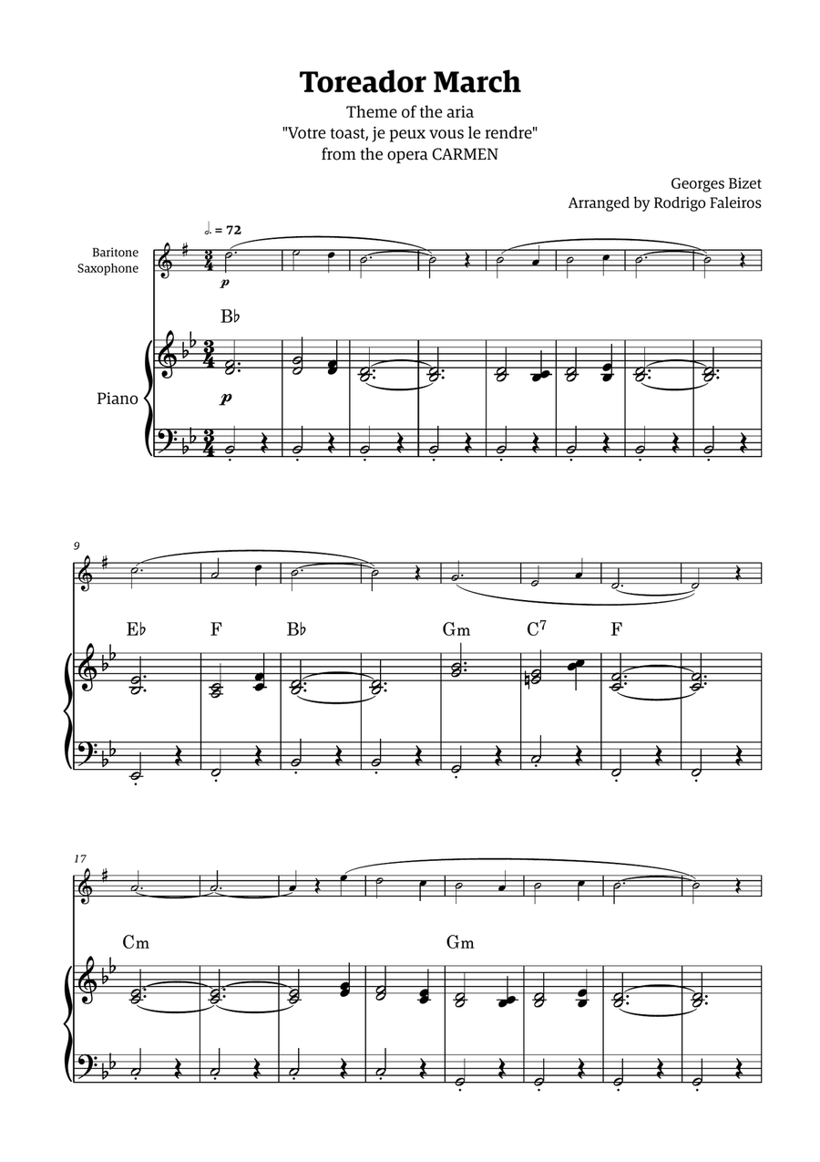 Toreador March (from the opera Carmen) - easy version