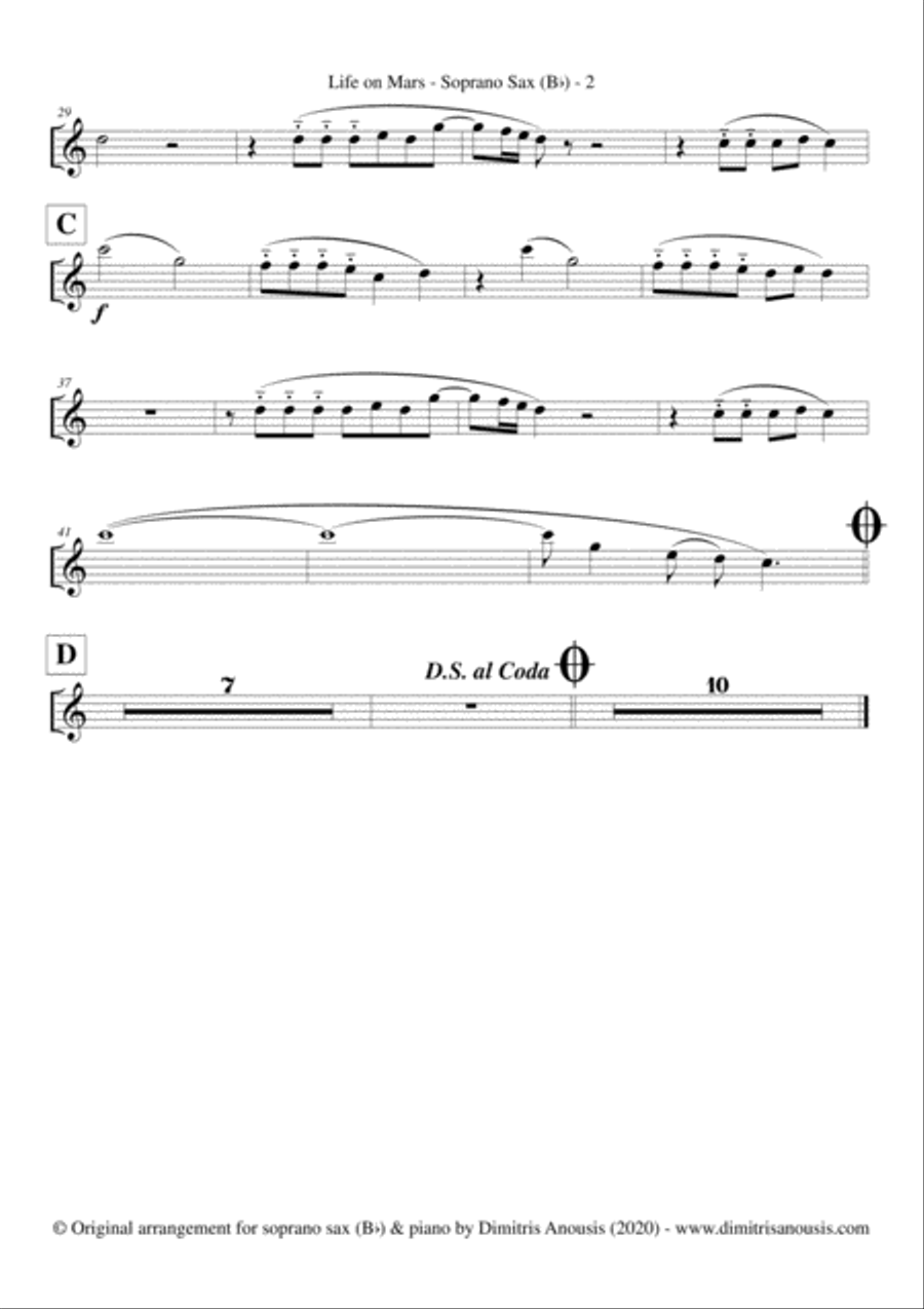 Life On Mars Soprano Saxophone scores gallery preview page 4