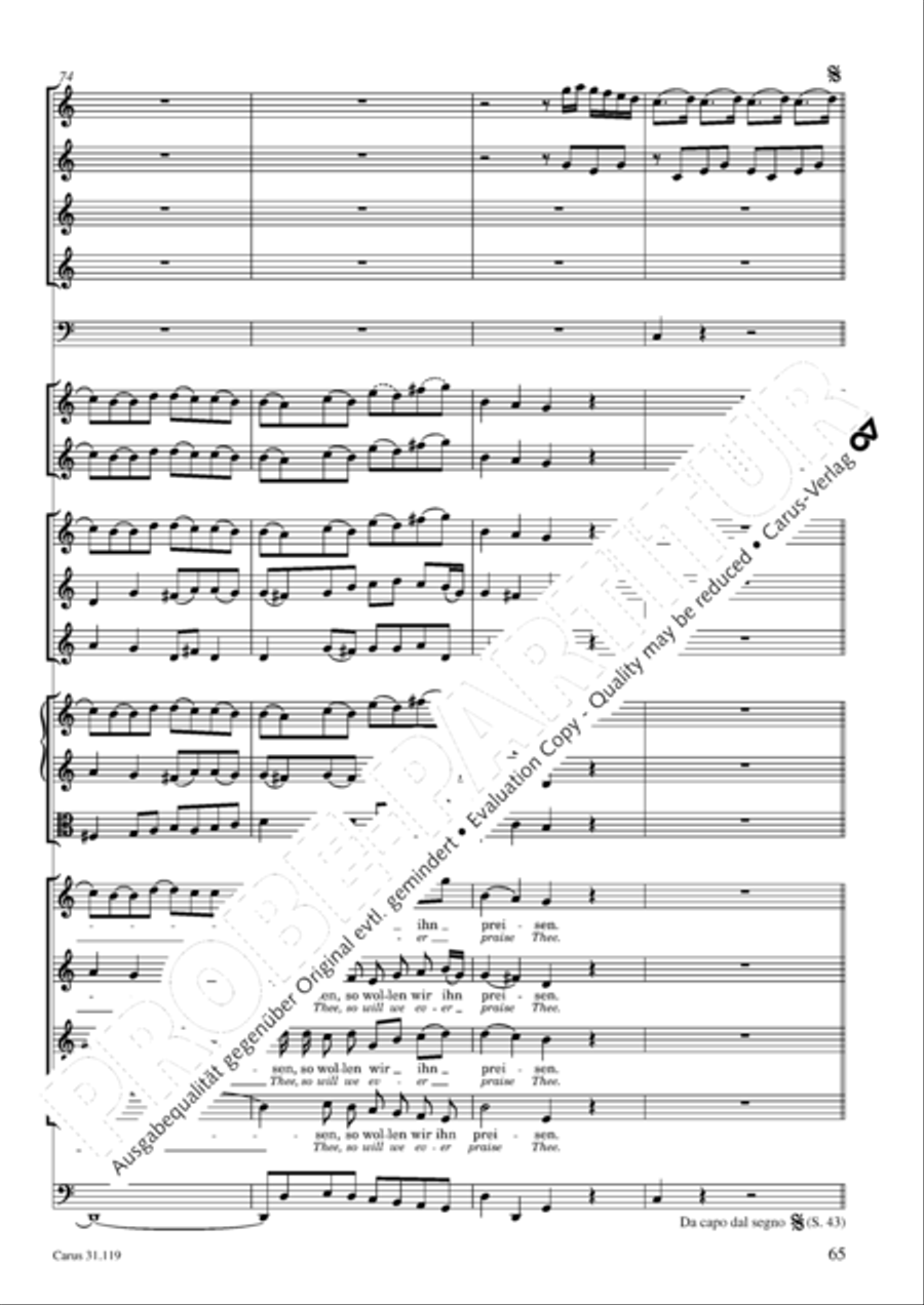 Praise the Lord, O Jerusalem (Preise, Jerusalem, den Herrn) 4-Part scores gallery preview page 66