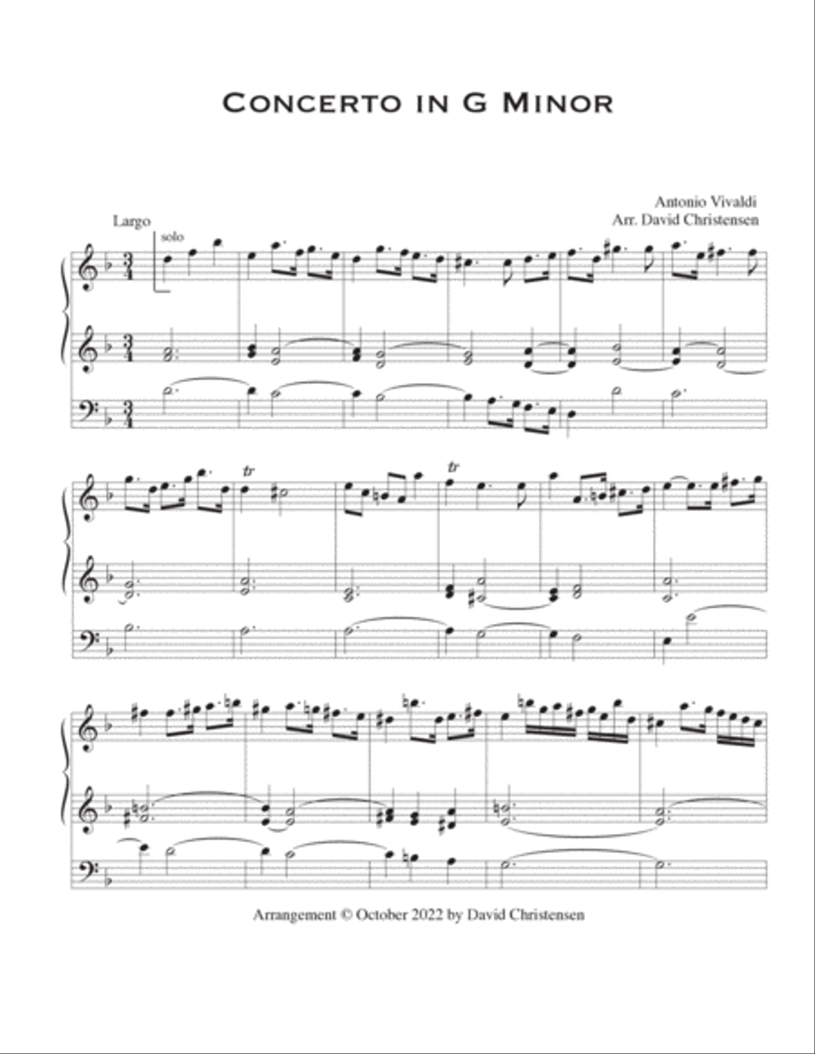 Largo from Concerto in G Minor Chamber Music scores gallery preview page 2