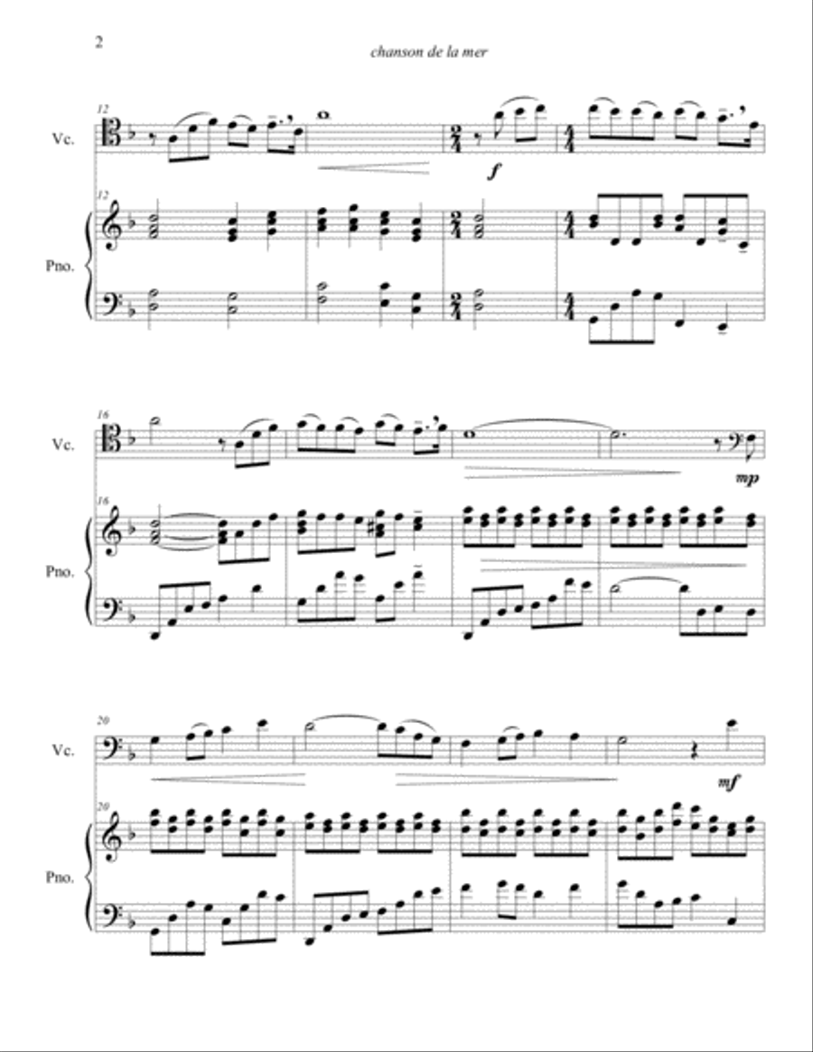 chanson de la mer for Cello Solo Cello Solo scores gallery preview page 3