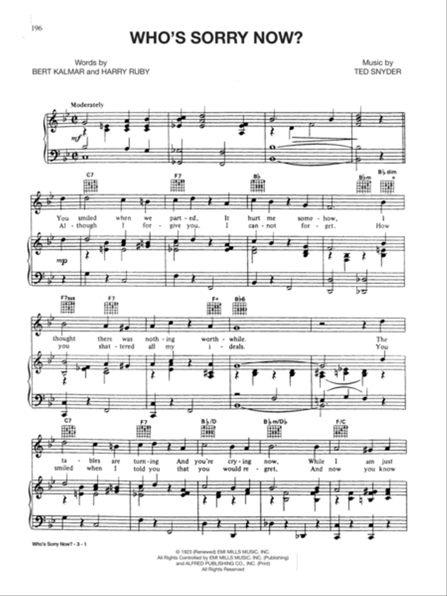 Who's Sorry now Who's Sorry now Piano, Vocal, Guitar scores gallery preview page 1