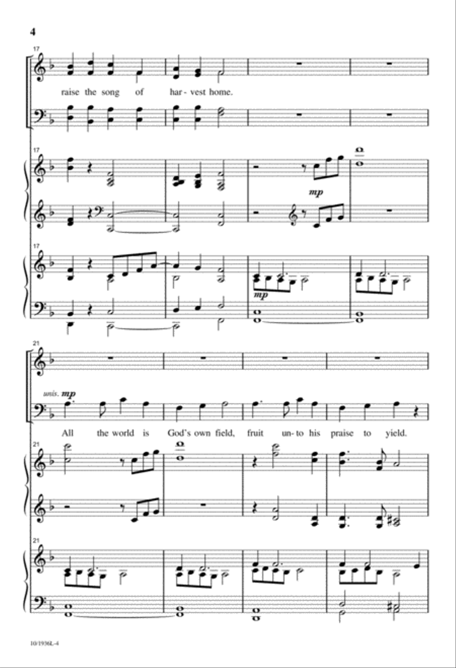 Come, You Thankful People, Come 4-Part scores gallery preview page 4