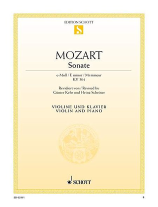 Book cover for Sonata in E Minor, KV 304