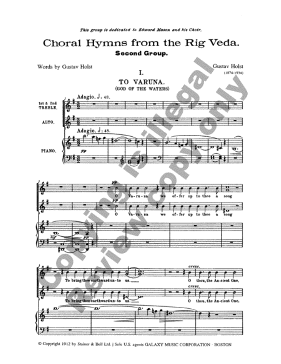 Choral Hymns from the Rig-Veda, Group 2 2-Part scores gallery preview page 2