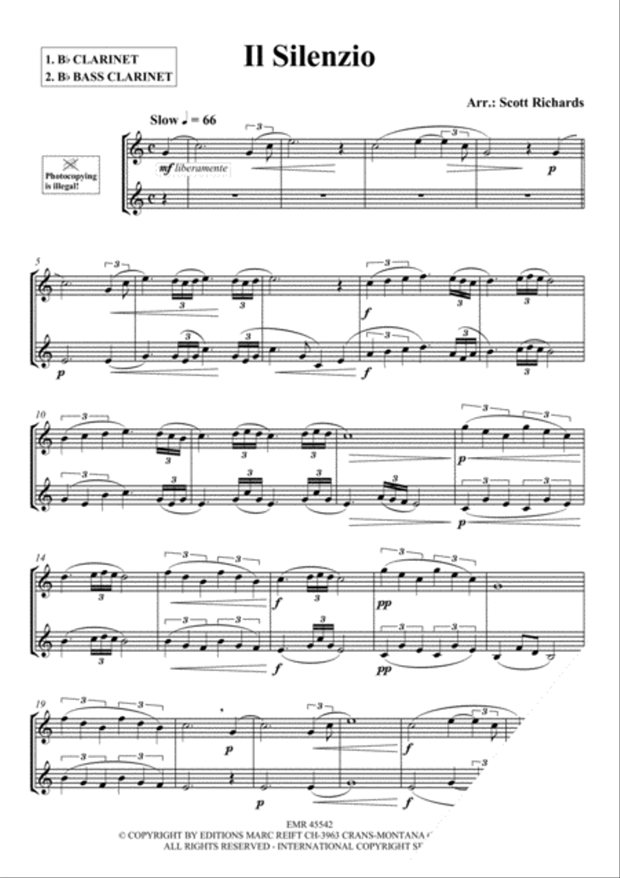 Il Silenzio Il Silenzio Bass Clarinet scores gallery preview page 3