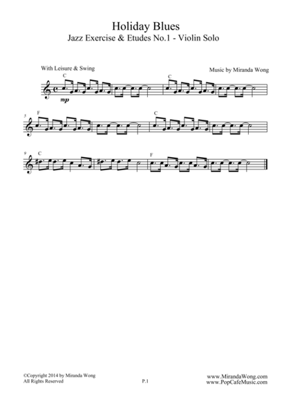 Holiday Blues - Jazz Violin Solo (Jazz Exercise & Etudes No.1) image number null