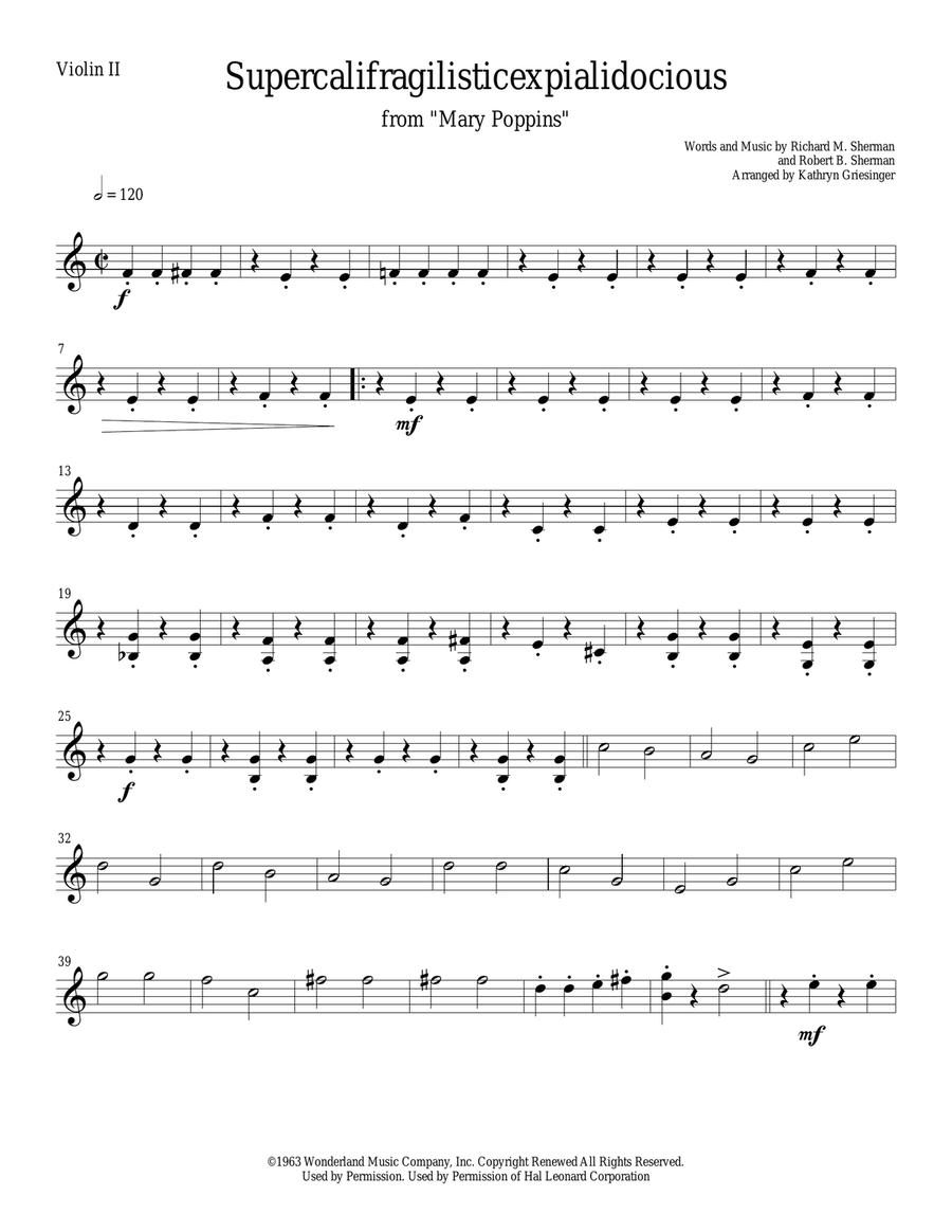 Supercalifragilisticexpialidocious from Walt Disney's MARY POPPINS String Quartet scores gallery preview page 3