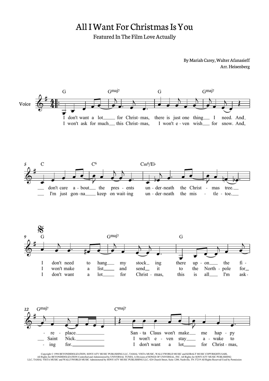 All I Want For Christmas Is You Piano scores gallery preview page 1