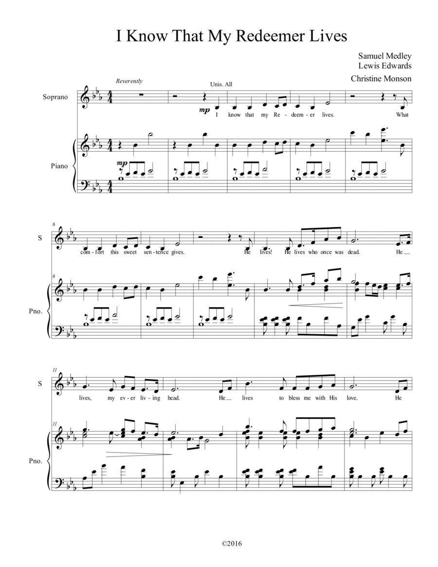 I Know That My Redeemer Lives, SSA SSA scores gallery preview page 1