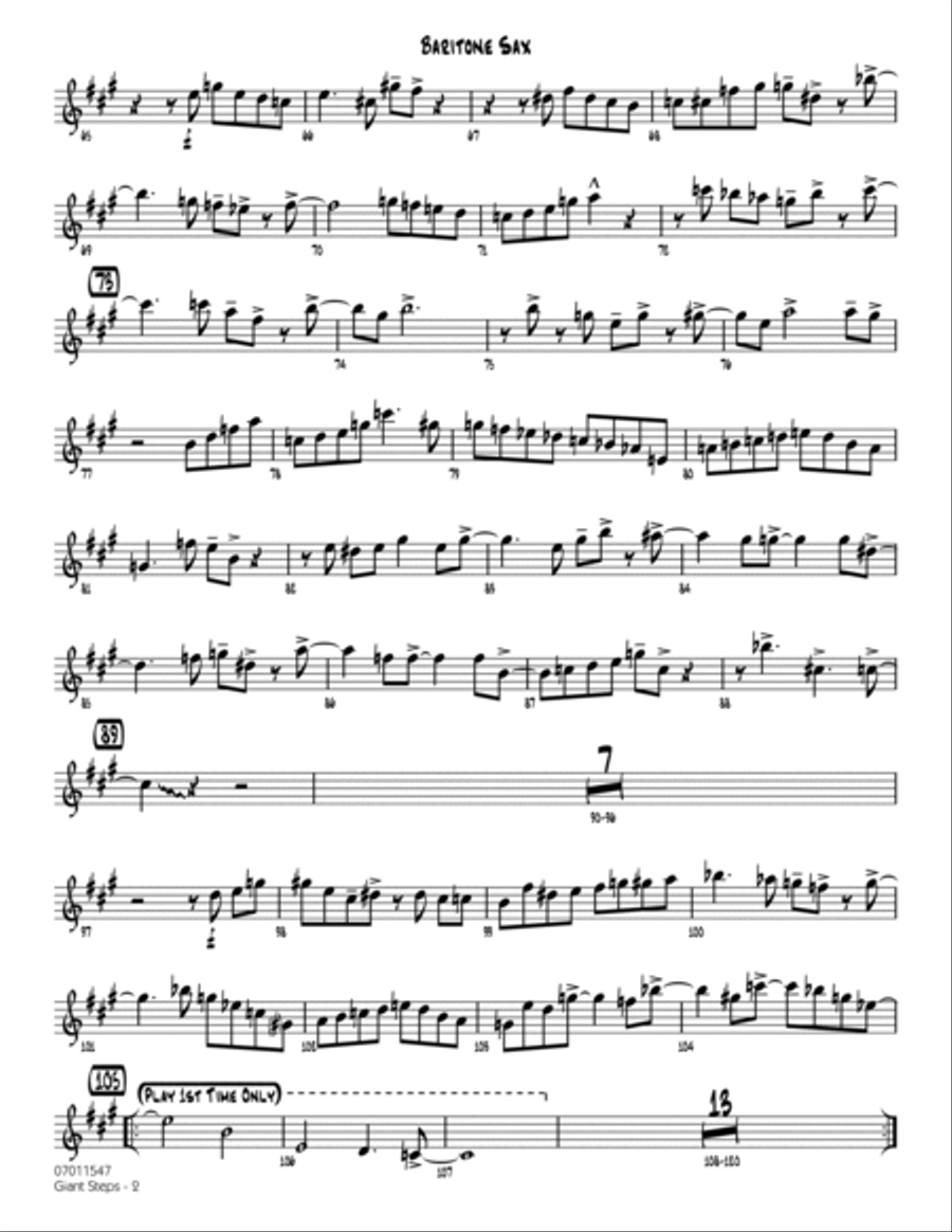 Giant Steps (arr. Mark Taylor) - Baritone Sax Jazz Ensemble scores gallery preview page 2