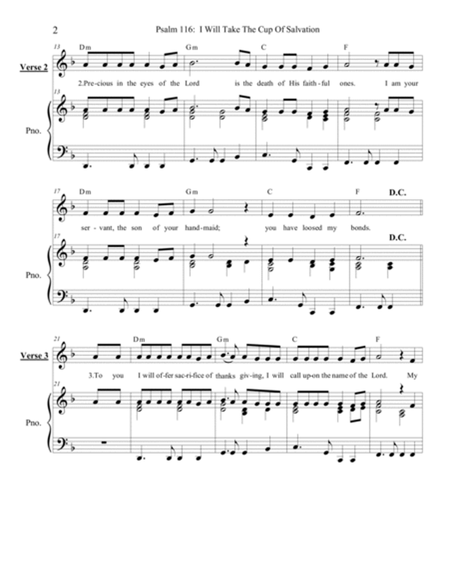 Psalm 116: I Will Take The Cup Of Salvation - piano/vocal