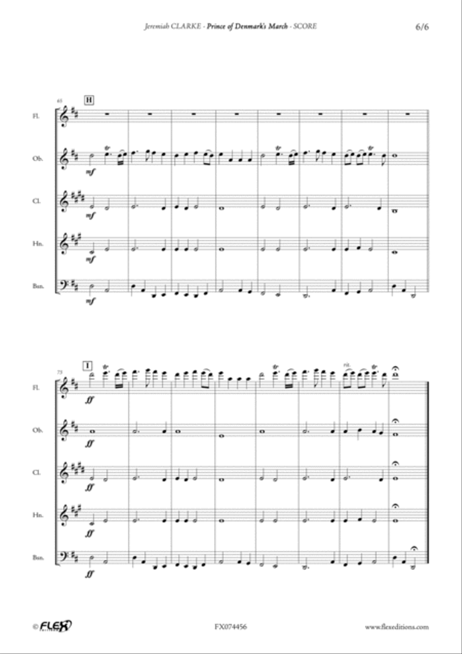 Prince of Denmark's March Woodwind Quintet scores gallery preview page 6