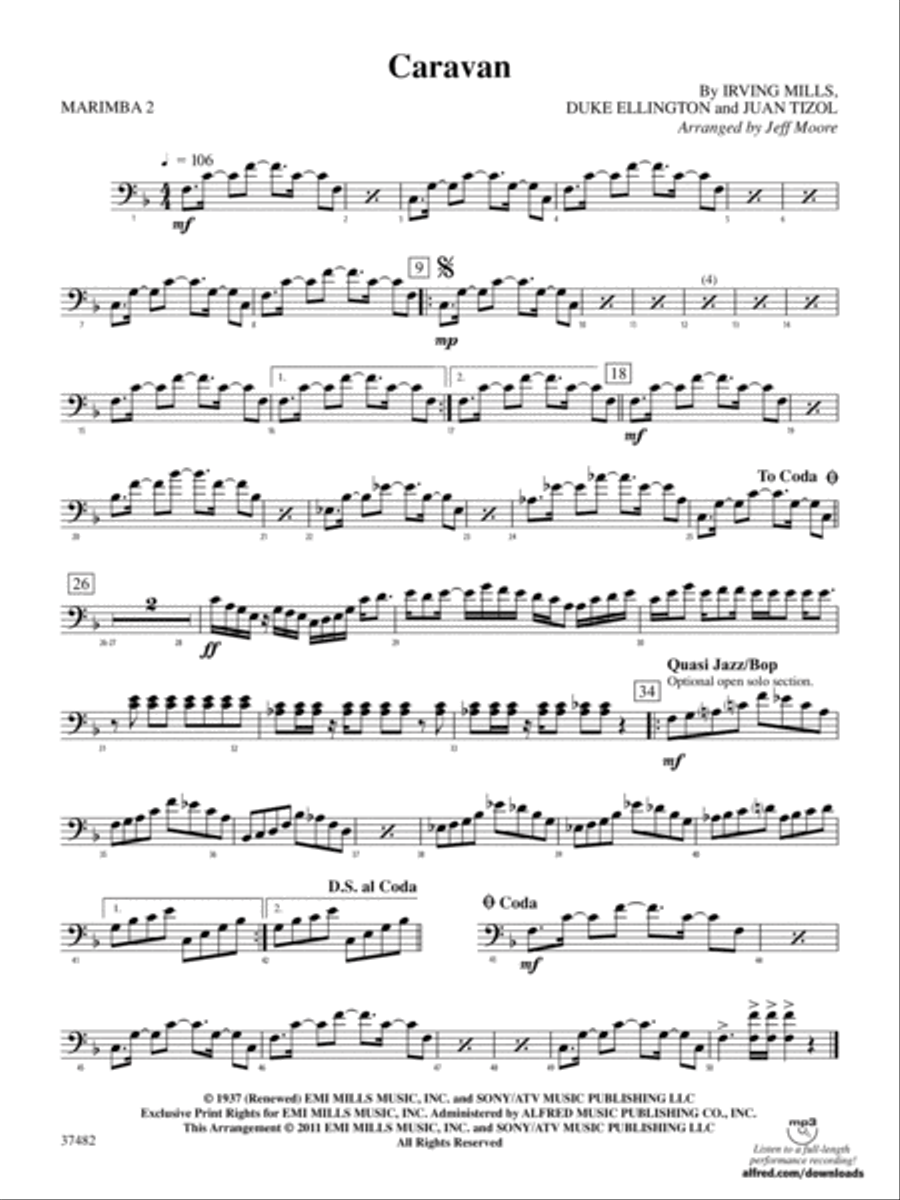 Caravan: 2nd Mallet Percussion Percussion Ensemble scores gallery preview page 1