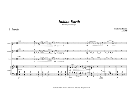 Frederick Frahm: Indian Earth for two violins, cello and organ
