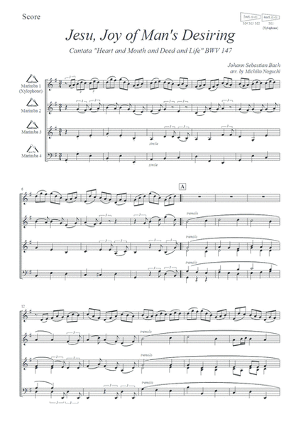 J.S.Bach / Jesu, Joy of Man's Desiring by Johann Sebastian Bach Percussion Ensemble - Digital Sheet Music