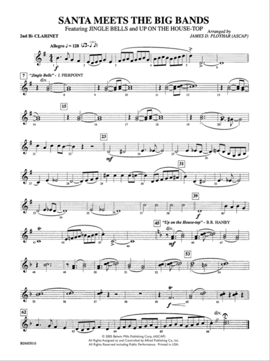 Santa Meets the Big Bands: 2nd B-flat Clarinet Concert Band scores gallery preview page 1