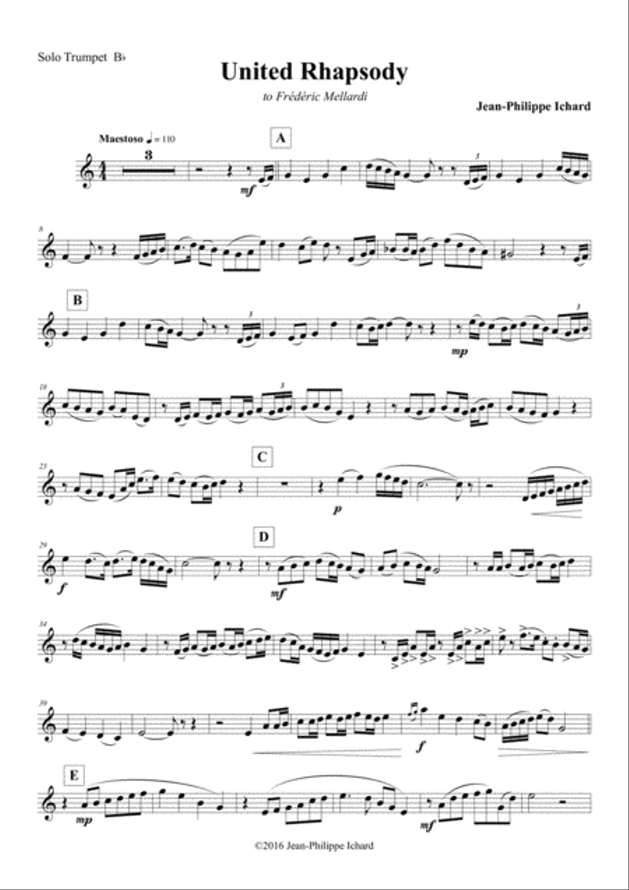 United Rhapsody - Solo Trumpet Part Trumpet Solo scores gallery preview page 1