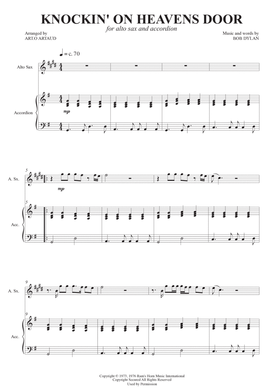 Knockin' On Heaven's Door Chamber Music scores gallery preview page 1