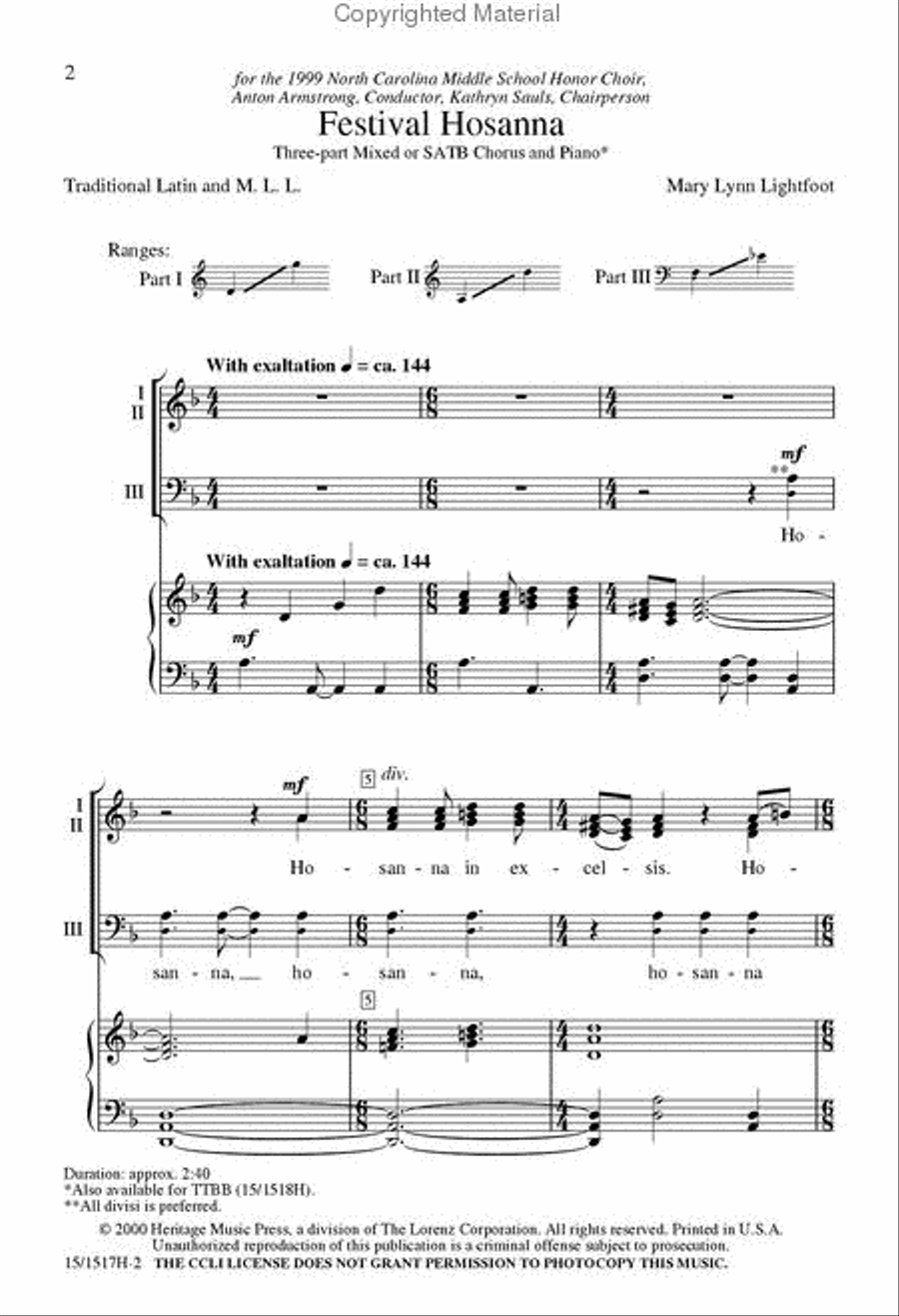 Festival Hosanna 4-Part scores gallery preview page 2